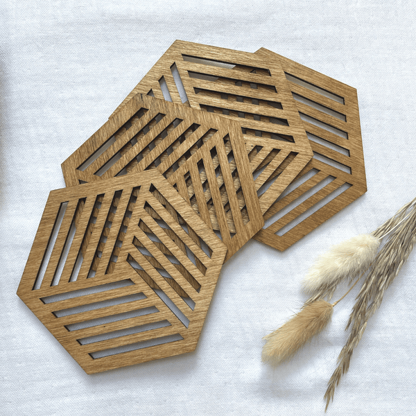 Geometric Hexagonal Drinks Coaster | by My Paper House Design